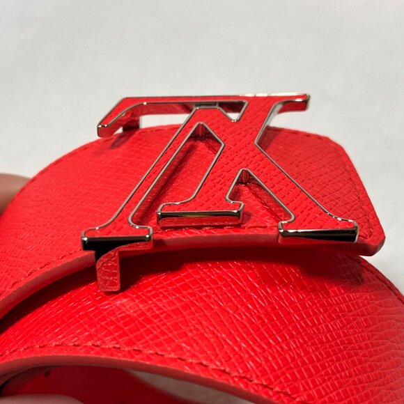 Louis Vuitton Red LV Initiales Belt Silver Buckle 40 With Box Duster Bag - Picture 5 of 16